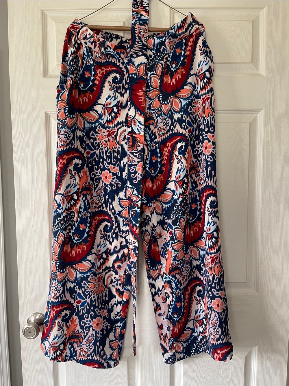kathy ireland Navy, Coral & White Paisley Wide-Leg Jumpsuit